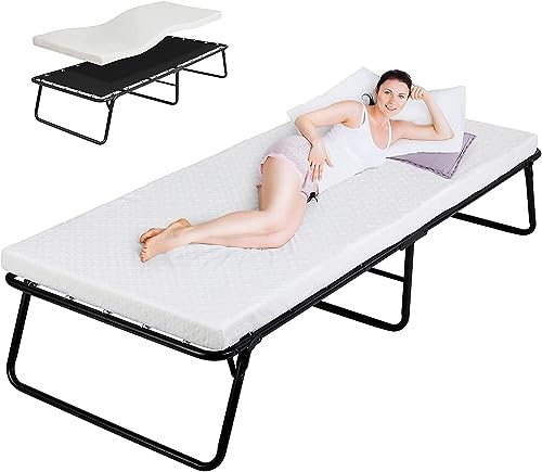 MAMIZO Klappbett,Klappbett Erwachsene,Gästebett Klappbar 80x190 cm,mit 7cm Dicker Memoryschaum-Matratze,Einzelbett,Tragbares Klappbett Geeignet für Büro Gästezimmer, Keine Montage erforderlich, 19080