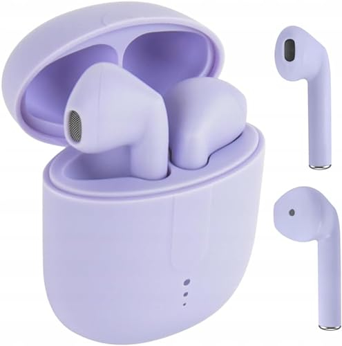 Setty Écouteurs Intra-Auriculaires sans Fil Bluetooth 5.0 TWS sans Fil avec Chargement sans Fil et étui de Chargement Portable pour Android/iPhone/Samsung/Huawei (Violet)