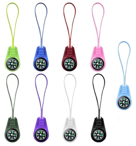 SIRLOMU 9 Mini Brújulas, Brújula de Supervivencia, Brújula para Niños, Exterior, Regalos, Deportes al Aire Libre, Camping, Senderismo (Multicolor)