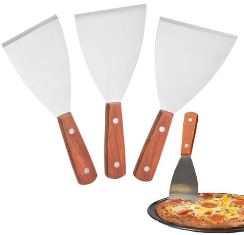 Set di 3 spatole in acciaio inox, per grigliare carne teppanyaki e per pulire la padella
