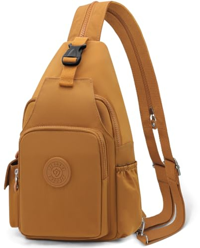 REETEE Sacoche Homme Bandouliere Grande Capacité Sac de Poitrine Femme Sling Bag Petit Sac à Dos Sac Poitrine Sacoche Bandoulière pour Voyage Sports de Plein Air (marron)