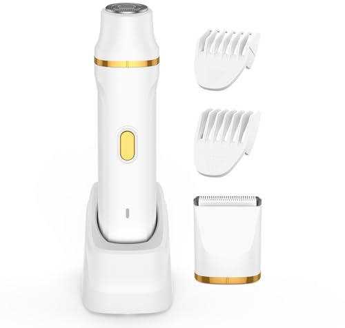 Rasoir Electrique Femme, 2 en 1 Tondeuse précise pour visage, Wet&Dry Tondeuse Bikini Femme pour Visage, Bras, Jambes, Aisselles, IPX7, nettoyage facile (Blanc)