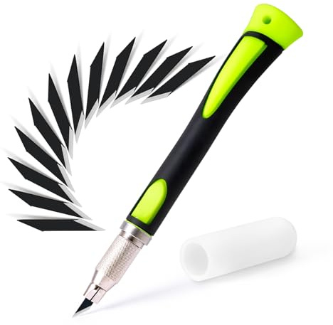 FOSHIO Bisturi con 12 lame Cutter di Precisione Coltello Professional Cutter Set coltelli di ricambio e cappuccio protettivo, bisturi pedicure, bisturi chirurgici, coltello da taglio