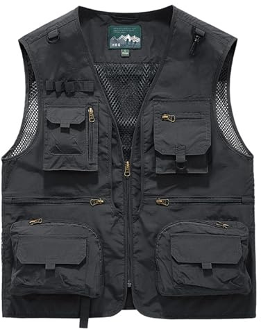 Chaoyilian Gilet da Pesca da Uomo E da Donna,Gilet Fotografico da Pesca,Resistente all'Usura,Facile da Mettere E da Togliere,per Pesca A Mosca,Pesca alla Trota nel Laghetto