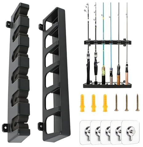 Pynzeka Support de Canne à Pêche Support Canne a Peche Vertical Installation Libre pour Garage Bateaux Mural Rod