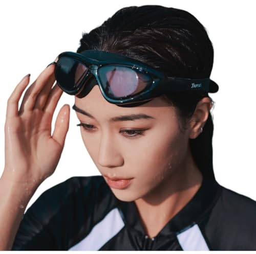 TFixol Lunettes de natation – Lunettes anti-brouillard avec galvanoplastie et bouchons d'oreille monobloc, pratiques pour la plongée, adultes, hommes et femmes
