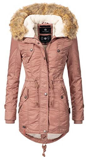 Navahoo Damen Wintermantel Warmer Parka lang mit Kapuze La Viva Terracotta Gr. M
