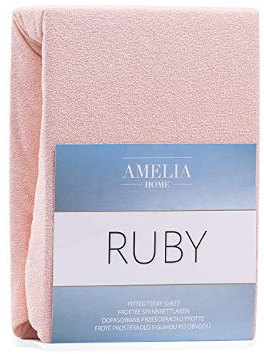 AmeliaHome Spannbettlaken 80x200-90x200 cm Frottee Baumwolle Spannbetttuch, lachs