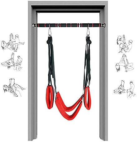 Bondage Sex Schaukel Set Liebesschaukel Für Paare Tür Hängen, Türschaukel SM Schaukel Fetisch Fesseln Kit Mit Edelstahl Stützstange Sexschaukel Sexspielzeug, Belastbar Bis 150 Kg