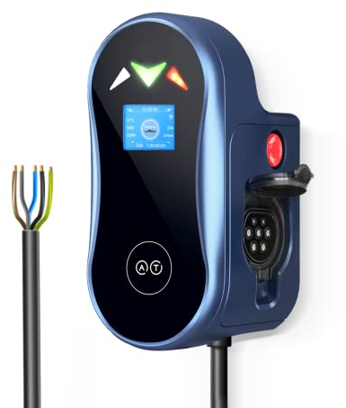 EVFUEL EV borne de Recharge vehicule Electrique Type 2 triphasé Chargeur Station 22kw/380V/32A/1m vers Le boîtier de Distribution (sans Prise de câble)