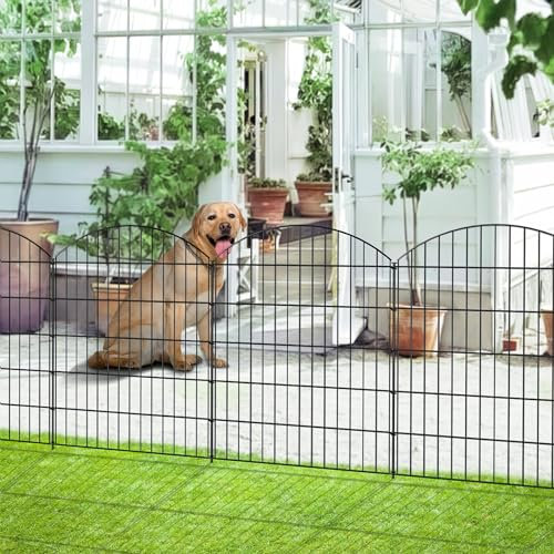 FOREHOGAR Heavy Duty Metal Garden Fence Outdoor CTW3643, 43.2in H x 14.75 ft L, No Dig Temporary Dog Fence Border Fencing for Yard Patio Landscape Flower Bed,5 Panels + 6 Stakes, Black
