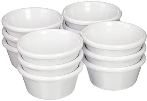 Chabrias Pack of 24 Plain Traditional Ramekins Condiment Pots, Sauce Ramekins, Dip Bowls, Tough Plastic Sauce Pots, Made in England (White 1.5oz)