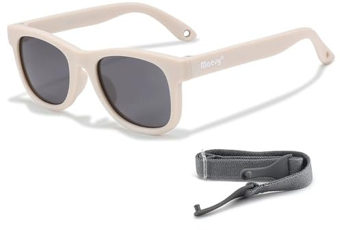 Maesy Baby Sonnenbrille für 0-2 Jahre - UV400 Polarisierter Schutz - Flexibler und Biegsamer Rahmen - Verstellbares Gummiband - Sichere und Bequeme Babysonnenbrillen - Quadratisch - Indi