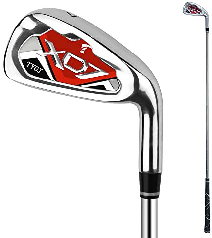 Club de golf número 7 para hombre y mujer en acero/grafito para principiantes diestros Palos de golf simples (acero rojo)