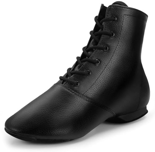 lalaball Jazz Boots Dance Shoes Split Sole Jazz Shoes Leather Dancing Shoes for Men Women,9 US Black