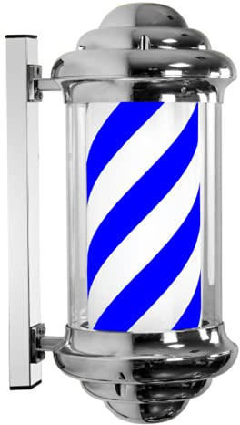SAeWare Barber Pole Rotating LED Strips Light Hair Salon Sign Light 50Cm/19.7Inch Classic Barber Shop Sign Light Outdoor Waterproof Wall Mounted Light Poles (Blue and White)