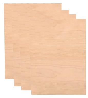 Madera sin acabar, 4 piezas de madera contrachapada de haya roja de 3 mm de grosor, tamaño A4, hojas de madera sin terminar para manualidades, grabado láser y corte