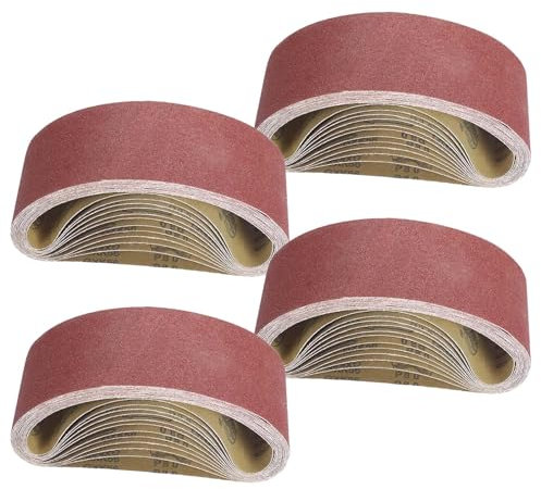XoeLLe 20 Pezzi Carta Vetrata per Levigatrice, Nastri Abrasivi 75x 457 mm, Nastri Abrasivi Professionali in Tessuto per Levigatrice a Nastro Stazionaria, Levigatrice, 4 x Grana 80/120/150/240/400