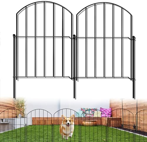 10Pack No Dig Decorative Garden Fence, 320CM(L) x 61CM(H) Metal Wire Border Fencing Panel with 10 Adjustable Stakes, Outdoor Animal Barrier for Small Dogs & Rabbits, Landscape Patio Yard Decor