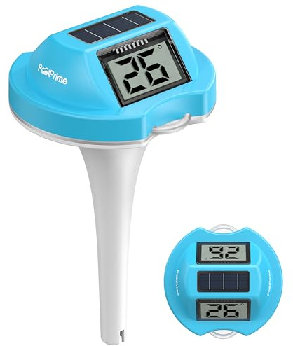 PoolPrime Termómetro Piscina de Doble Pantalla, Lectura Fácil, Termometro Piscina Flotante con Pantalla Digital, Resistente al Agua IPX7 para Bañeras de Hidromasaje, Bañeras Frías y Piscinas（azul）
