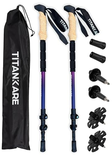 Collapsible Lightweight Trekking Poles – Walking Sticks for Seniors, Cork Grips Adjustable Carbon Fibre Nordic Poles for Men, Women, Hiking Ultralight for Backpacking or Camping –Carbon Pro