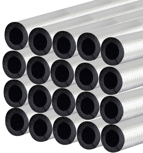 EaseThrift 1 '' ID Pipe Insulation Foam Tube Self Adhesive Heat Tape for Water Pipes 20PC Insulation Foam Wrap Aluminum Foil Pipe Covers for Spigot, Winter Outside Pipes, Sprinkler (Black )