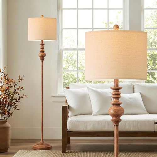 BOBOMOMO 64.25 Rustic Floor Lamp for Living Room, Tall Antique Brown Standing Lamp with Rotary Switch, Vintage Reading Lamp for Bedroom, Office & Study, Farmhouse Home Decor Corner Lamp