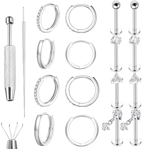18 PCS Tragus Earrings, Surgical Steel Helix Piercing Jewellery