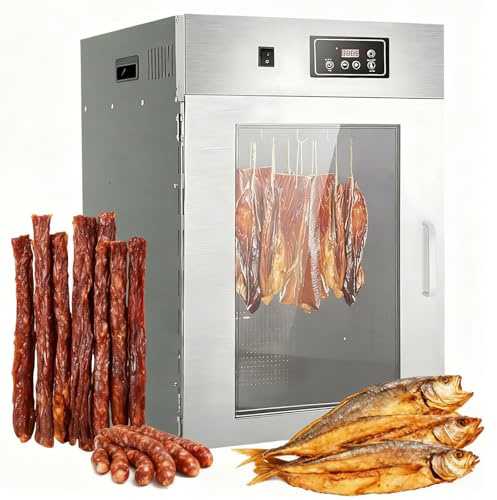 Commercial Food Dryer, 360° Rotary Meat Dryer, Meat Curing Chamber, Food Dehydrator and Drying Cabinet, With 30-90℃ Adjustable Temp and 0-24 Hours Digital Time Control, 7.5kg