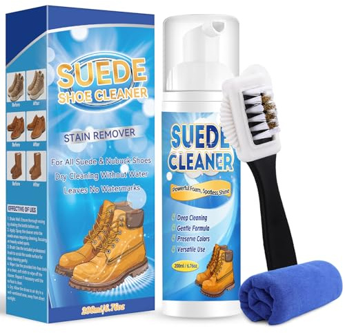 Bondtech Suede Cleaner 200 ML, Nubuck & Suede Shoe Cleaner with Brush & Towel, Foam Removes Dirt and Stains from Shoes, Boots, Bags, Jackets, Purses & Furniture (white)