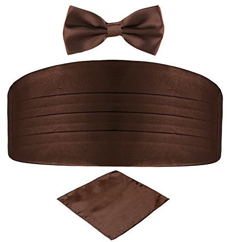 DonDon Set de tres piezas Caballero Faja de esmoquin Pajarita Pañuelo de bolsillo Color a juego Espléndido para ceremonias y ocasiones especiales