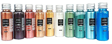 Resin Pro – 10 x 10 GR SAHARA Pearline Pigmente – gemischte Metallic-Pigment-Kits, kompatibel mit Epoxid, Polyurethan, Acryl, Lacken, künstlerischen Kreationen – mehrfarbig