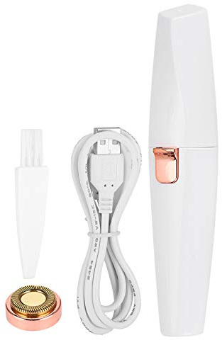 Épilateur Visage Femme Épilateur à Sourcils Électrique 2 en 1 avec Lumière LED Rasoir Sourcil Portable Rechargeable Tondeuse Faciale pour Épilation Blanc
