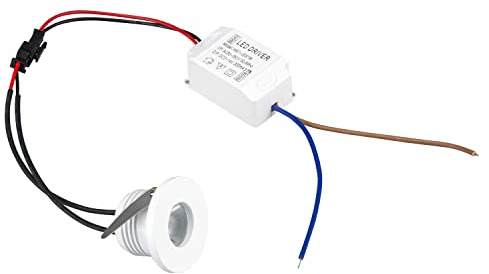 POPP® Pack x2 Mini Spot LED empotrable 1W 4000K 60Lm CRI90 IP20 Aluminio Blanco (Pack 2, 4000K)