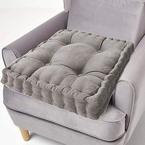 ping bu Cuscino per sedia imbottito 100% cotone, cuscino spesso da 10 cm, cuscino grande quadrato da 50 cm per sedia, poltrona, giardino (50x50 cm, grigio)