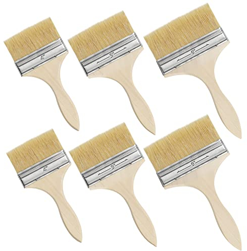 Kurtzy Wiederverwendbares Pinsel Set (6 STK) - 3 Größen, 10,16-15,24 cm Pinselkopf - Lackpinsel für Lacke, Farben, Klebstoffe, Gesso & Beizen - Acryl Pinsel für Malerbedarf