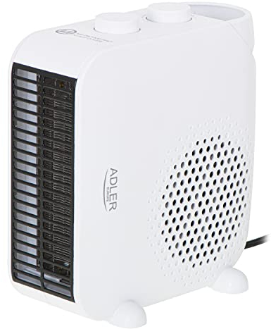 Adler AD 7725w - Ventilador térmico (2000 W, termostato, ventilador de dos niveles de potencia, calefacción eléctrica para apartamentos, baño, oficina, color blanco
