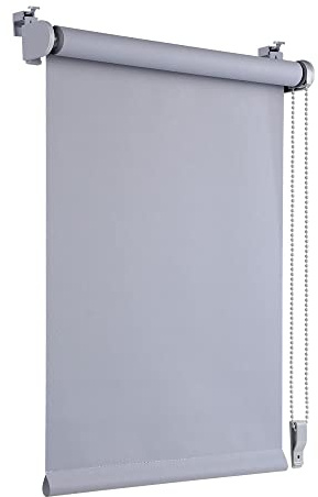 OBdeco Tenda a rullo oscurante termica, 40 x 130 cm (larghezza del tessuto 36 cm), grigio chiaro, senza forare, con rivestimento dello stesso colore, Oeko-TEX Standard 100, protezione della privacy e