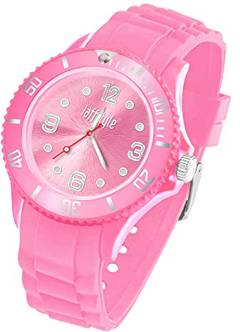 Taffstyle Armbanduhr Silikon Analog Quarz Uhr Farbige Sport Sportuhr Damen Herren Kinder Unisex 39mm Rosa