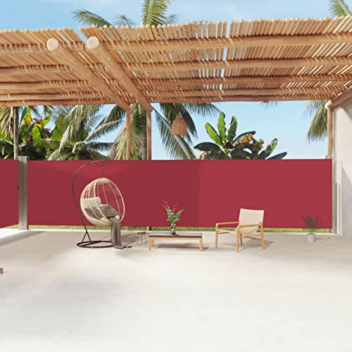 MOONAIRY Seitenmarkise Ausziehbar, Windschutz Terrasse, Balkon Windschutz, Balkon Sichtschutz, Sichtschutz Zaun, Sichtschutzzaun, Markise Balkon, Sichtschutzwand, Rot 180x1200 cm