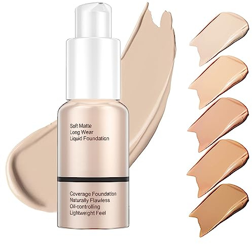 Base de Maquillaje Líquida, 30 ml Liquid Foundation, Base de maquillaje hidratante, corrector de control de aceite mate líquido, Crema impecable suave Larga lasting (101 Porcelana)