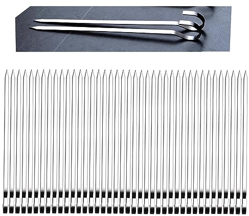 40PCS Kabob Skewers Flat Metal BBQ Barbecue Skewer 7 short Stainless Steel Shish Kebob Sticks Wide Reusable Grilling Skewers Set for Meat Shrimp Vegetable, Set of 40 with box (7inch)