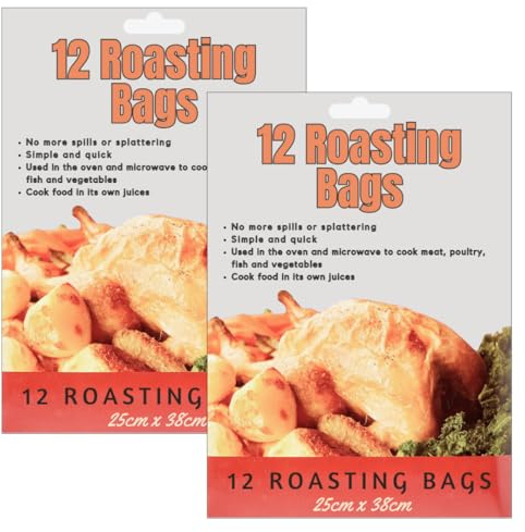 LND Gifts Roasting Bags - Large Cooking Bags Roasting Bags Pack of 12, Flavour Seal Roast Bags With Ties 38 x 25cm Perfect for Oven use and Microwave Use