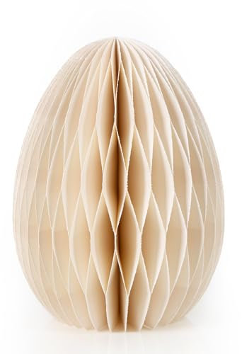 Osterei-Dekoration: Ei-Osterdeko aus Papier, Deko-Figur für Tisch & Ostergesteck, Ostereier Indoor, Frühlingsdeko Ostern, Beige, Osterdekoration Modern, Honeycomb-Figuren, Dekofigur Frühling, 15 cm