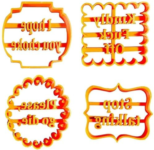 Emporte-pièces, 4 Pièces Ensemble De Moules À Biscuits Drôles avec des Dictons Grossiers Mots De Cuss Fondant Sugarcraft Fournitures pour Cuisson De Gâteaux Pâtisserie