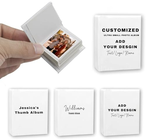 AIFLM Personalized Small Photo Album, Custom Mini Picture Book, Each Shows 20 Pictures, Customizable Album Cover, Baby/Family Photo Albums for Mom & Dad 2*2