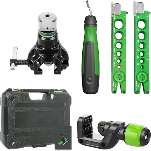 TOOSOA Abocardador Aire Acondicionado,Manual-Eléctrico de Doble Uso,Abocardador Métrico-Pulgada 6-19MM para Tubo de Cobre y Tubo de Aluminio, con Cortador y Escariador
