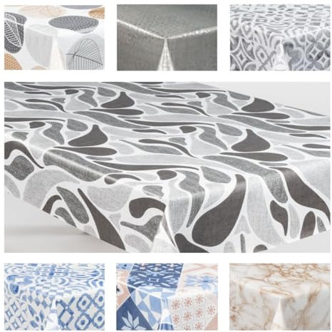 laro Wachstuch-Tischdecke Wachstischdecke Gartentischdecke, Muster:Schattenspiel Grau Schwarz, Größe:140x200