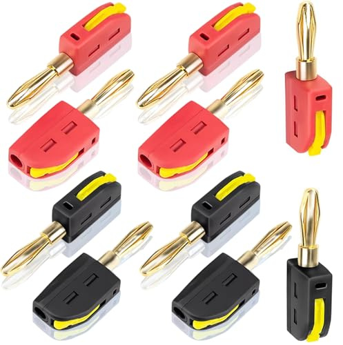 10 Piezas Conector Para Banana Speaker, Conector Banana De 4 Mm, Bananas Altavoces Hifi, Para Altavoces, Cable Estéreo, Cine En Casa,Receptores Av Sistemas Estéreo De Alta Fidelidad (Negro y Rojo).