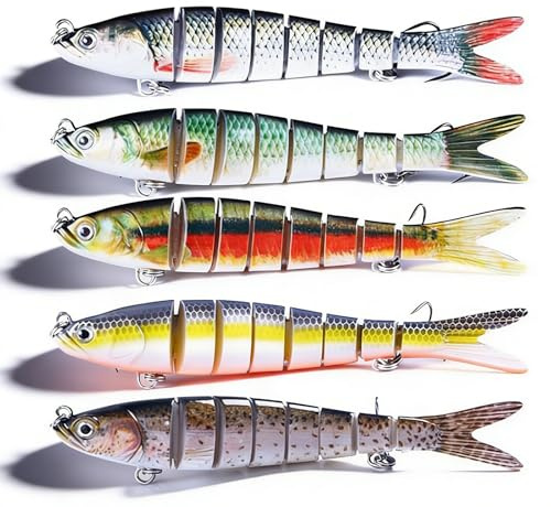 5 stycken fiskedrag, konstgjort bete wobbler gädda, fiskbete verklighetstroget fiskedrag för gös abborre, öring, simbait för sötvatten och saltvatten